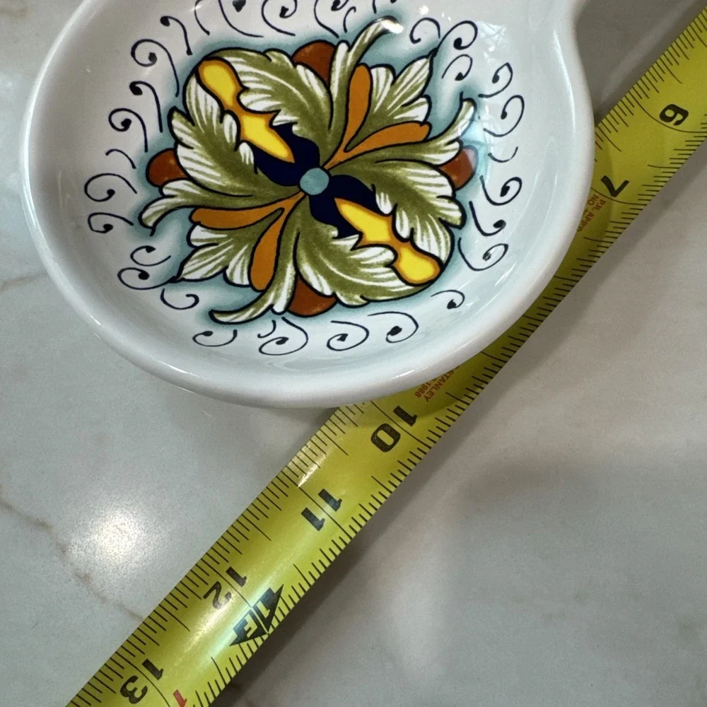 Nova Deruta Spoon Rest And Crock  Made In Italy Hand painted
